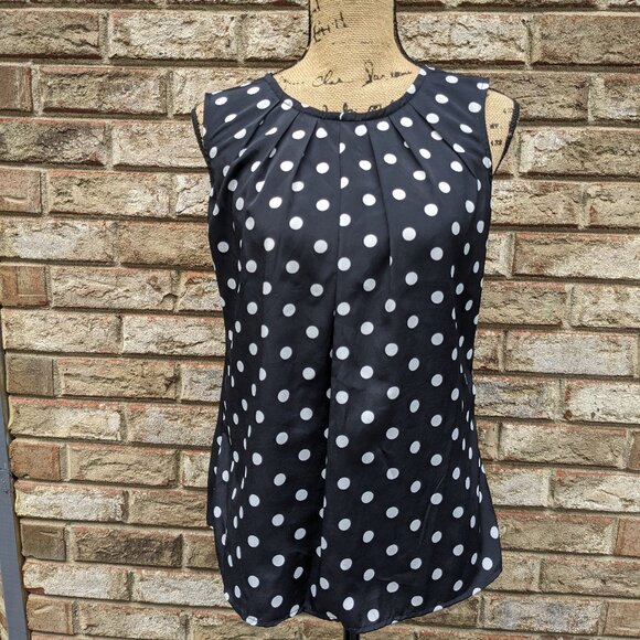 ⭐ Merona black & white polka dot blouse Small - Picture 1 of 14